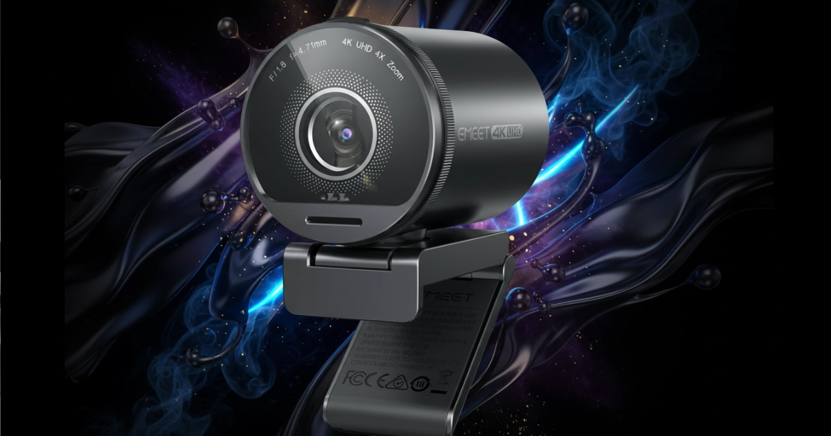EMEET S800 webcam 4K para ambientes escuros — sensor 1/2"