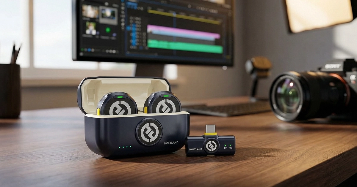 Hollyland Lark M2 microfone lapela sem fio para home office e YouTube