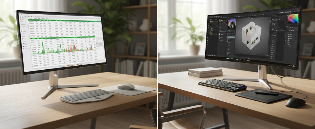 5 Diferenças: Monitor Curvo ou Plano para Home Office?
