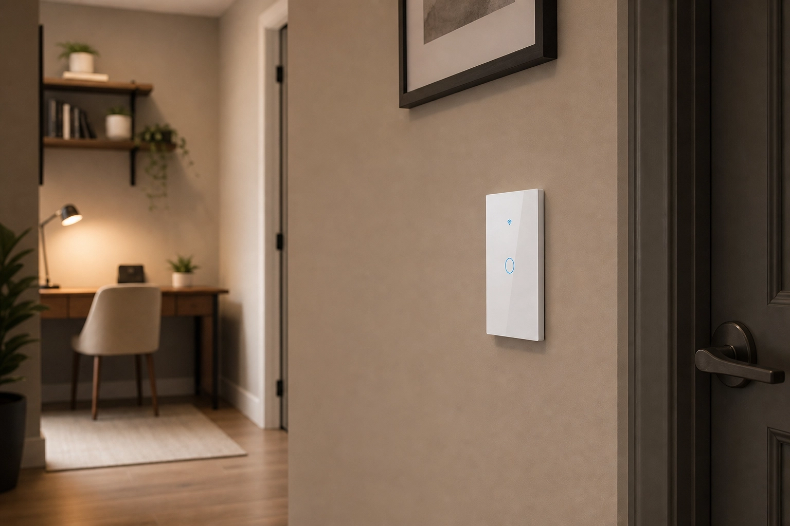 Interruptor inteligente touch instalado na parede