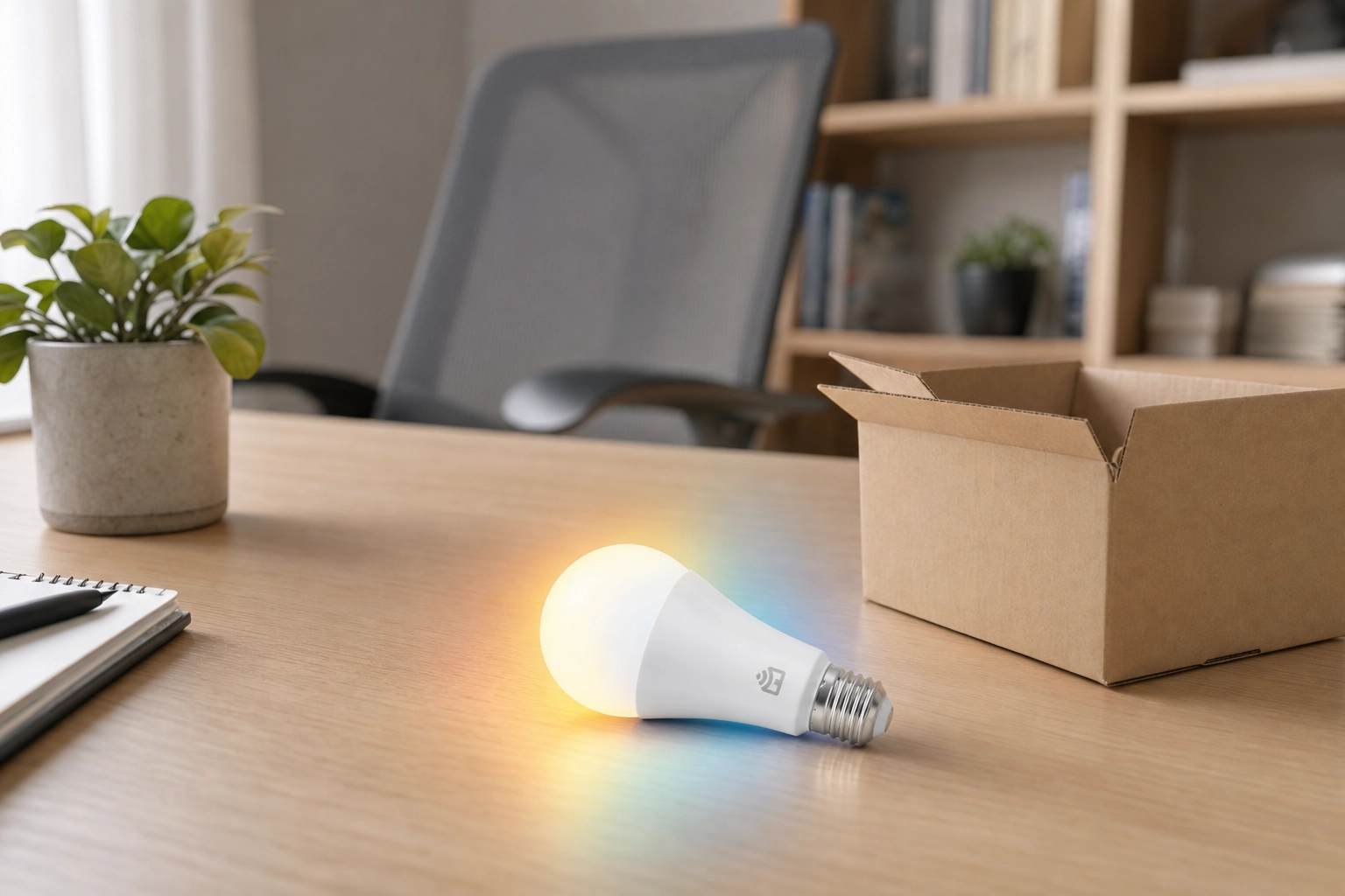 Lâmpadas inteligentes para home office com bocal E27 e luz RGB